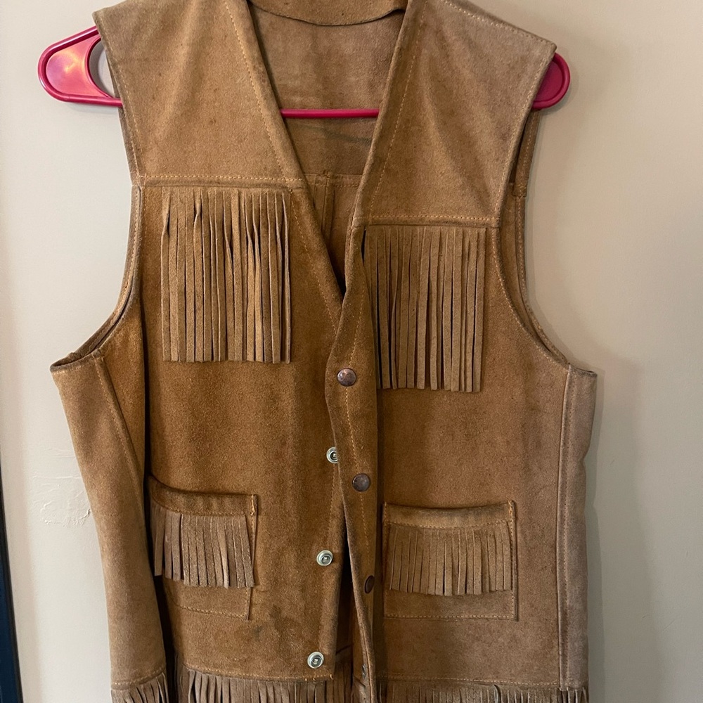 Vintage Tan Suede Fringe Vest